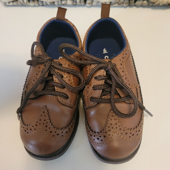 Carters Toddler Brown Lace up Oxford Dress Shoes Size 6 - Picture 3 of 5